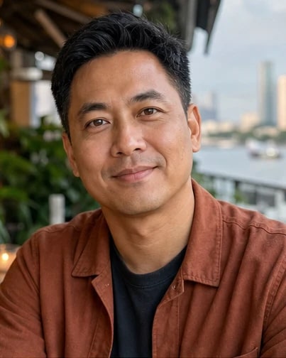 Relaxed rooftop dating portrait example