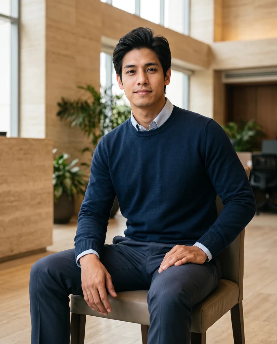 Professional AI portrait in a bright office or studio — example 1